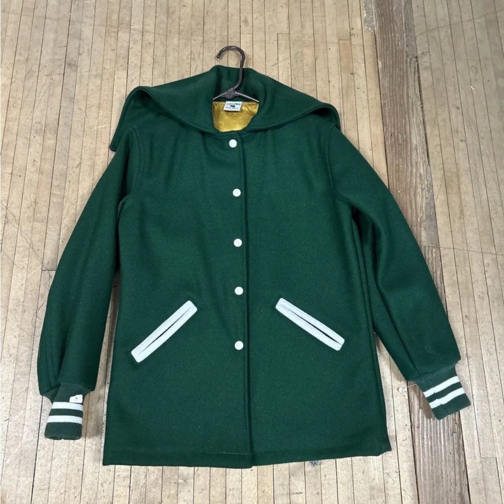 vintage kaye bros letterman jacket ladies with hood size 32 wool Jacket USA Made